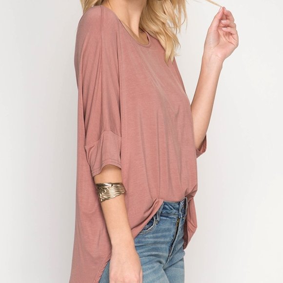 Half Sleeve High Low Top Cutout Back - Picture 10 of 13